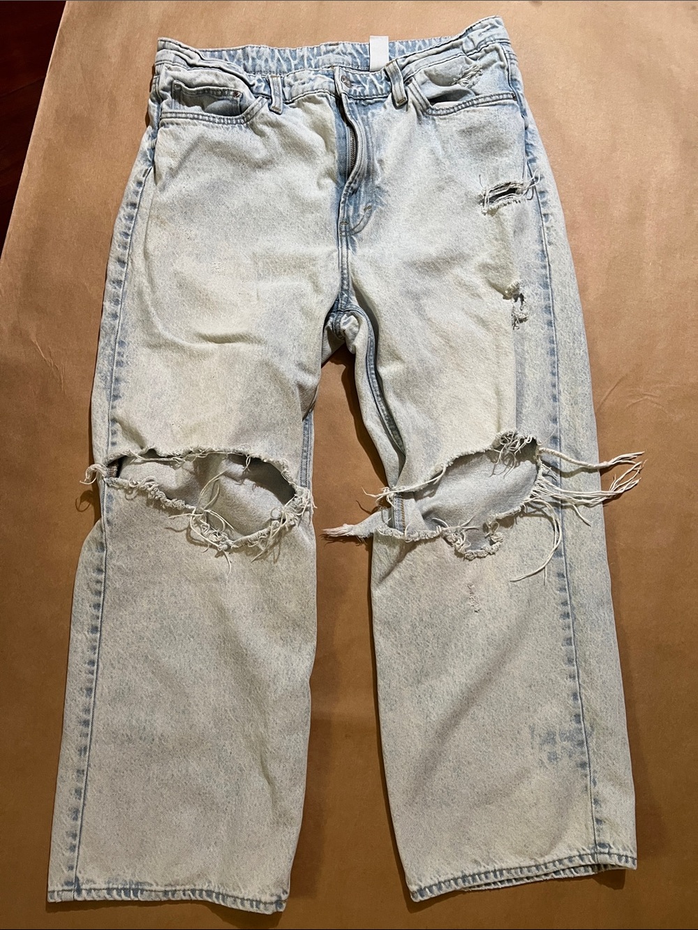 & Denim Loose Straight High Waisted Ankle Length size14